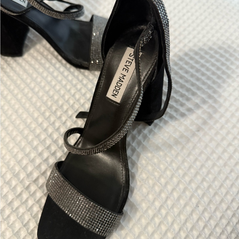 Steve Madden Black Rhinestone Heels 8.5 Womens - Picture 6 of 8